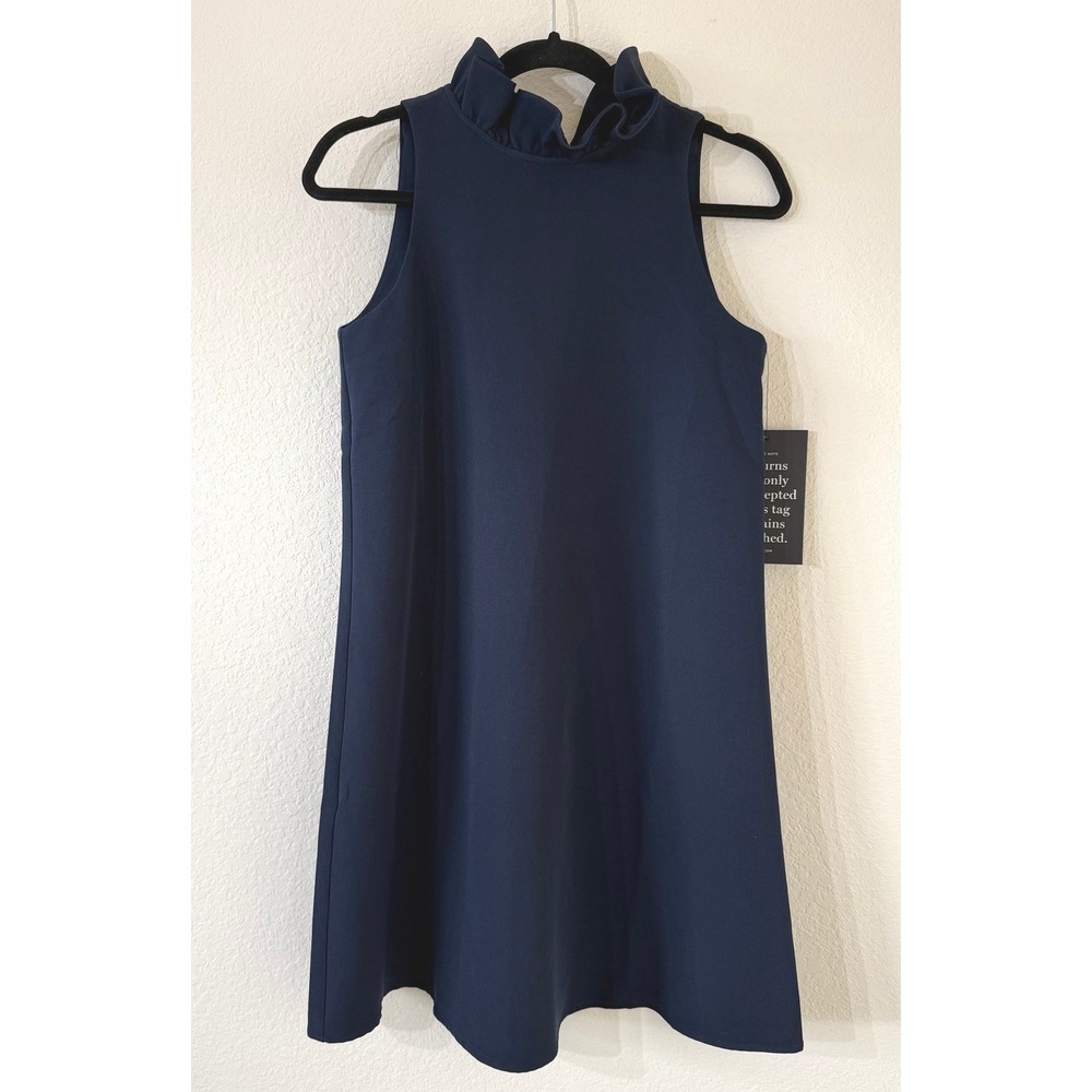 NWT Tuckernuck Women's Navy Blue Blythe Bow Shift Dress Size Extra Small Preppy - Picture 3 of 7